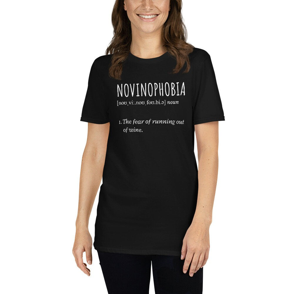 Novinophobia T-Shirt | Wine Lover Gift, Wine Drinking Shirt, Wine Tasting Outfit, Winery Shirt, Unisex