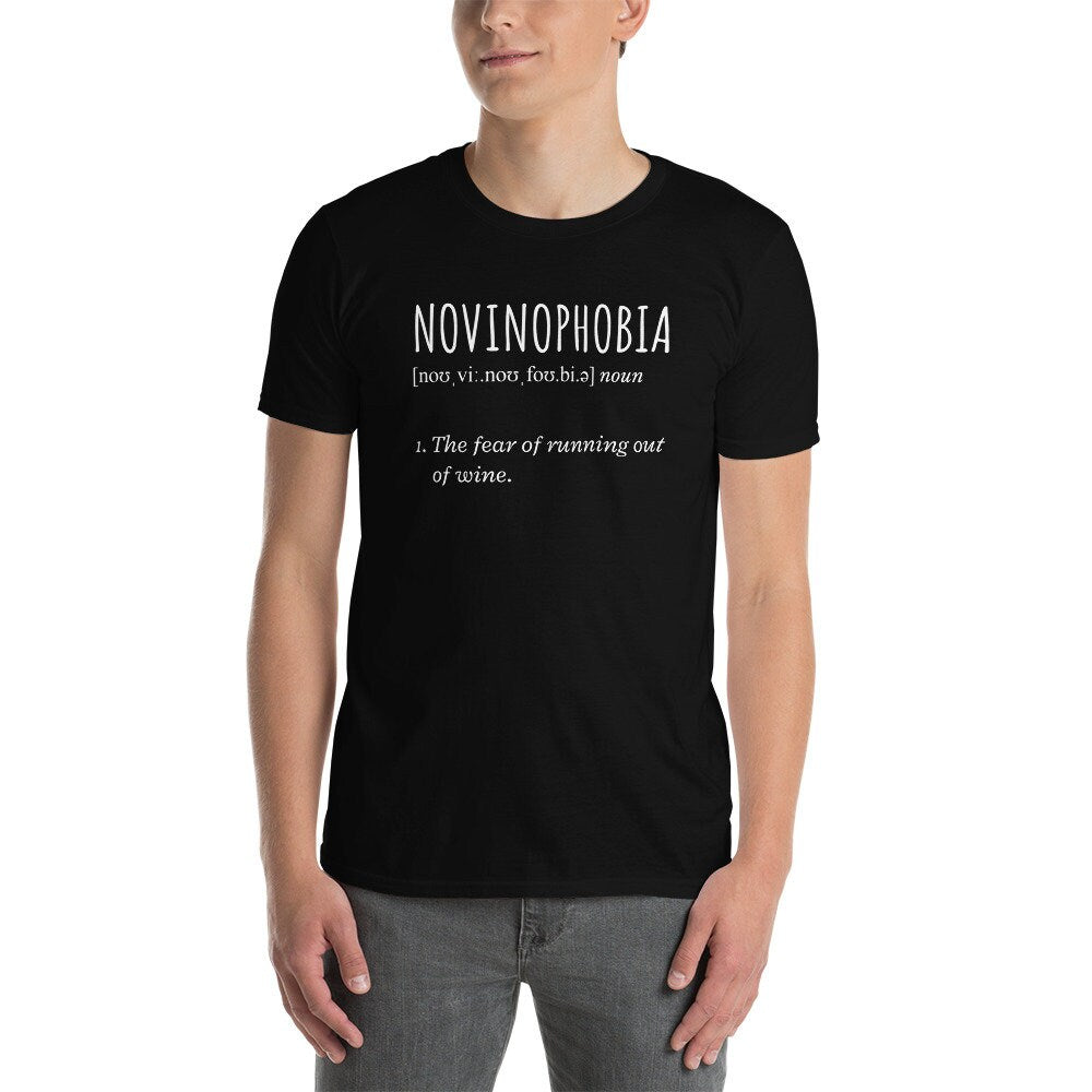 Novinophobia T-Shirt | Wine Lover Gift, Wine Drinking Shirt, Wine Tasting Outfit, Winery Shirt, Unisex