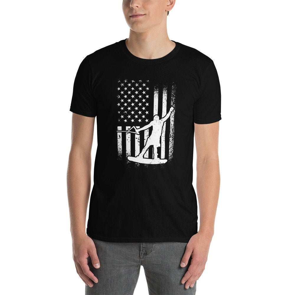 Wakeboarding T-Shirt | American Wakeboarder Shirt, Water Sports Outfit, US Flag Wakeboard Lover Gift, Unisex