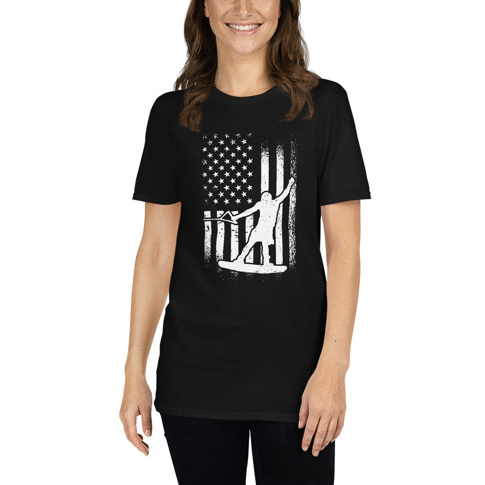 Wakeboarding T-Shirt | American Wakeboarder Shirt, Water Sports Outfit, US Flag Wakeboard Lover Gift, Unisex