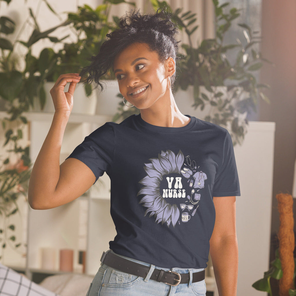 VA Nurse T-Shirt | Veterans Affairs Nurse Gift, Military Nurse Shirt, Sunflower Nurse Life Tee, Unisex