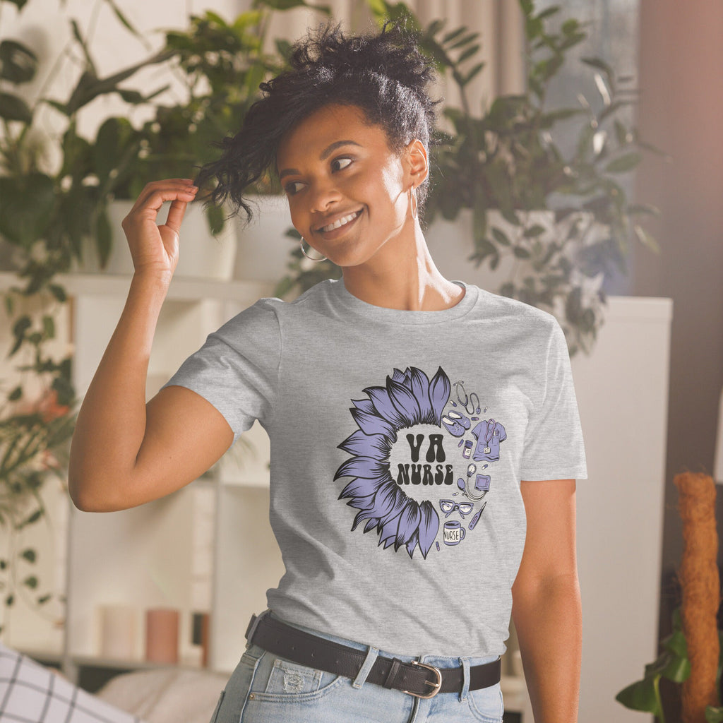 VA Nurse T-Shirt | Veterans Affairs Nurse Gift, Military Nurse Shirt, Sunflower Nurse Life Tee, Unisex