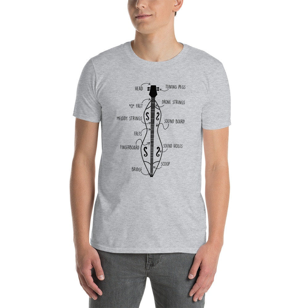 Dulcimer Player T-Shirt | Dulcimer Parts Tee, Folk and Traditional Musician Gift for Mountain Dulcimer Fans, Unisex