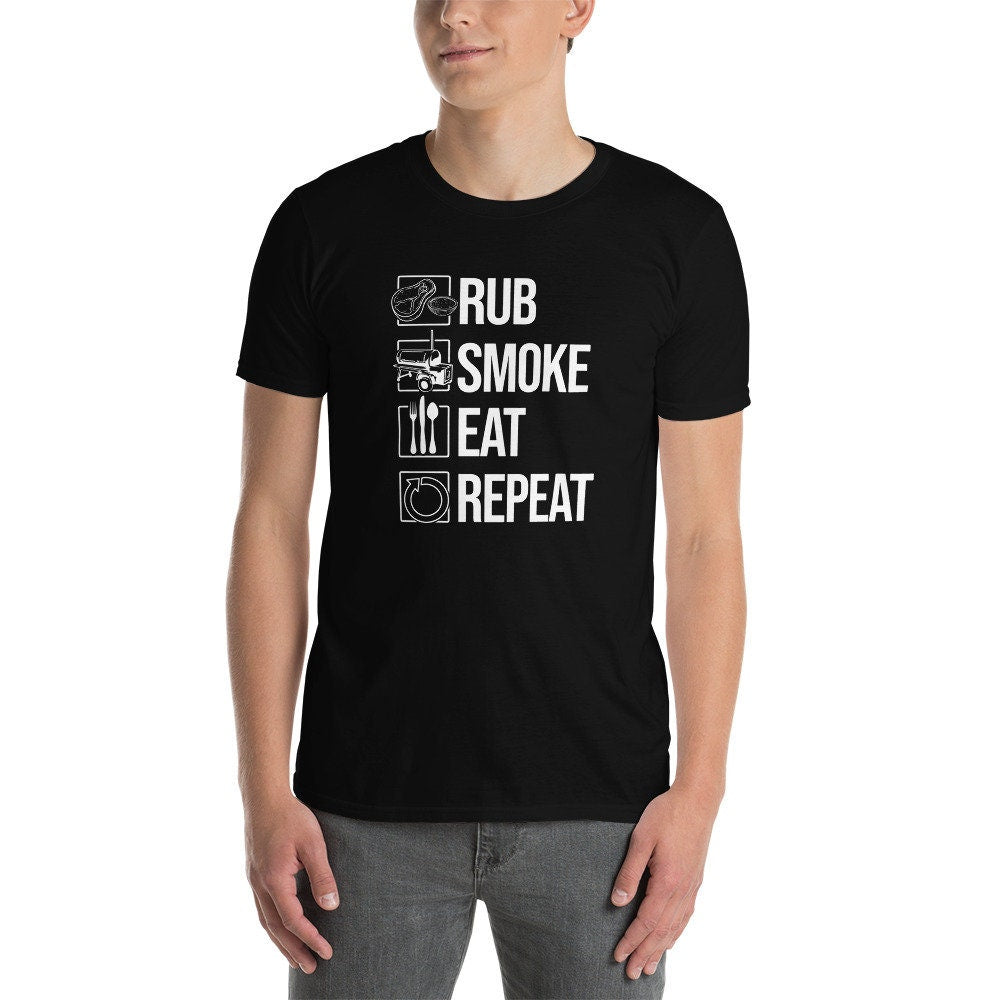 Meat Smoker T-Shirt | Rub Smoke Eat Repeat, BBQ Smoker Shirt, Grilling Shirt, Smoking Meat Lover, BBQ Party, Unisex